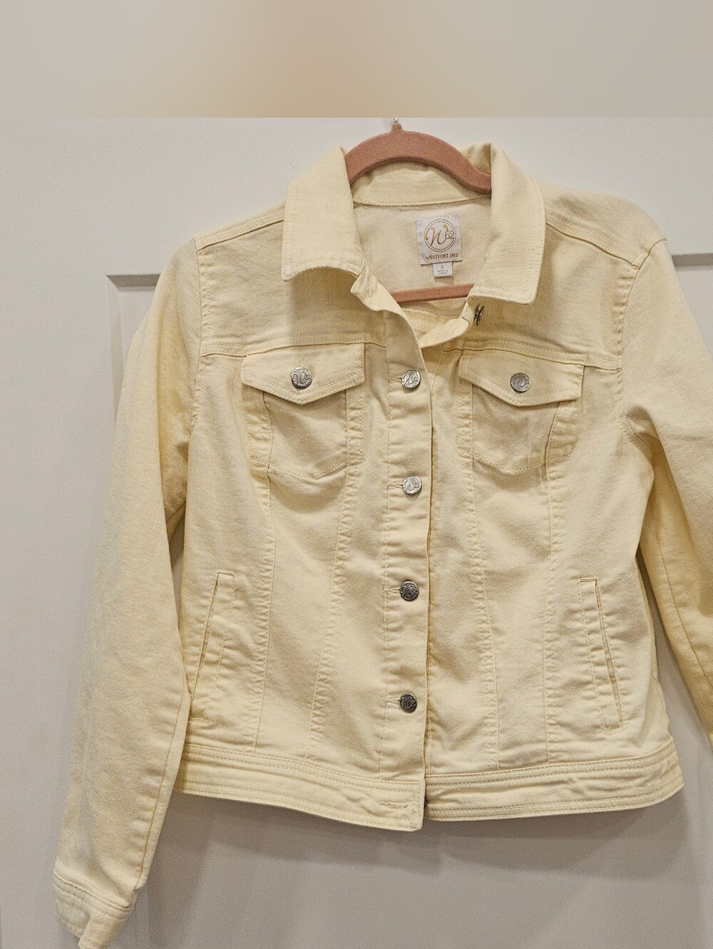 Westport Pale Yellow Denim Jacket Size Small